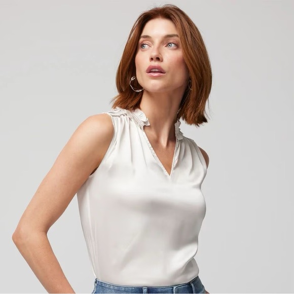 White House Black Market Tops - NWT WHBM Satin Ruched Neck Shell